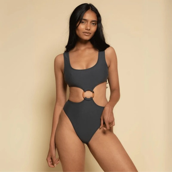 New! Montce Ky charcoal cutout monokini one piece swimsuit 1060 - Picture 9 of 11